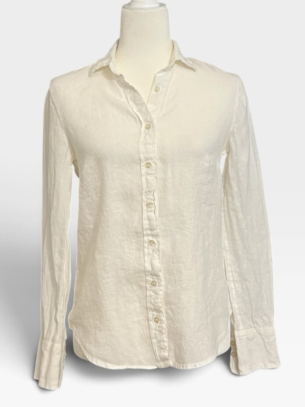 J.Crew Baird McNutt Irish Linen Shirt 00 XXS White Slim Button Up Coastal Resort